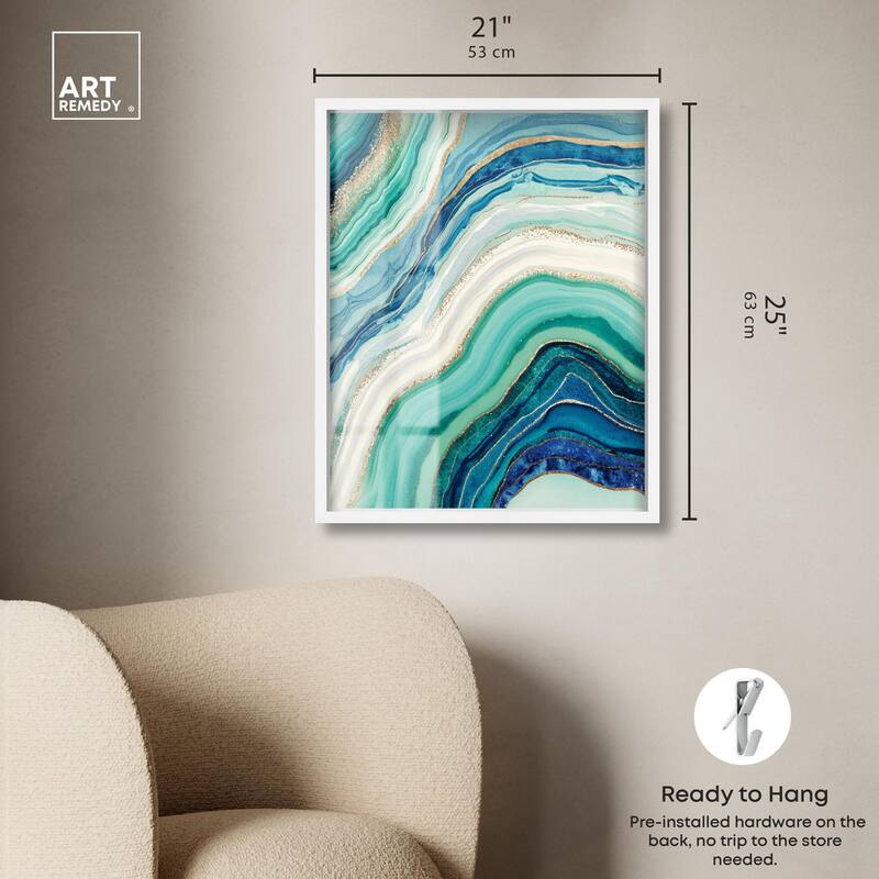 Blue Green Abstract Agate I Shadowbox by Art Remedy
