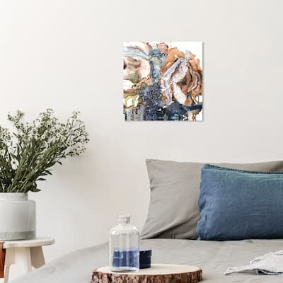Wynwood Studio Abstract Glitter Rocks I Blue and Dark Blue Modern & Contemporary Wall Art Canvas Print