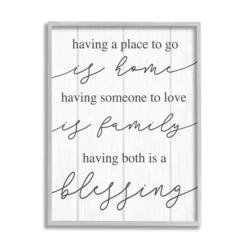 Stupell Finding Home and Family Motivational Blessing Quote Framed Wall Art - White - 24 x 30 - Grey