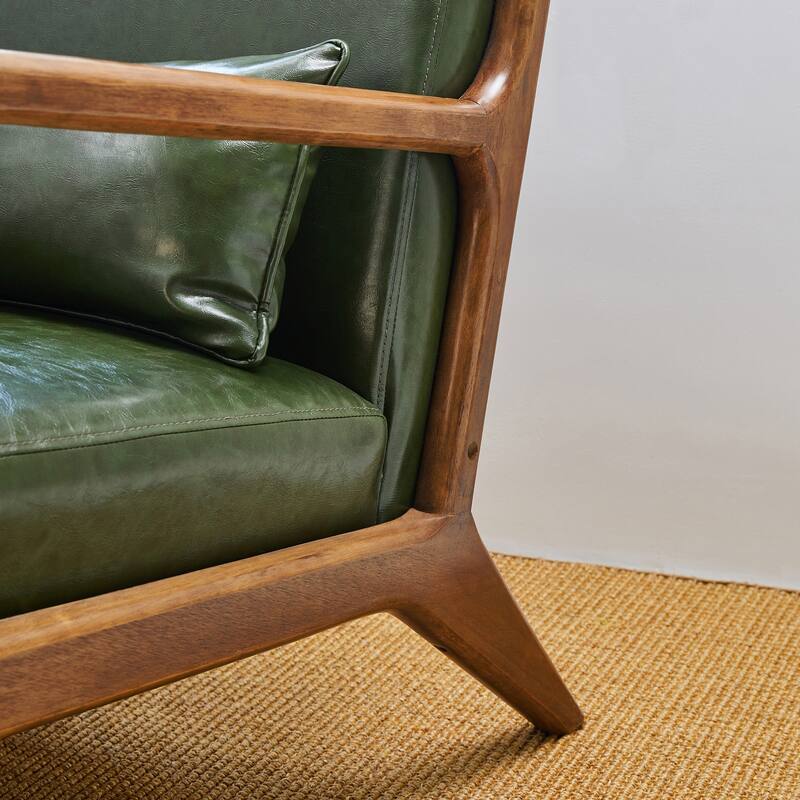 Glitzhome Set of 2 30.75"H Mid-Century Modern PU Leather Accent Chairs with Cushion - 25.75"W x 33.75"D x 30.75"H