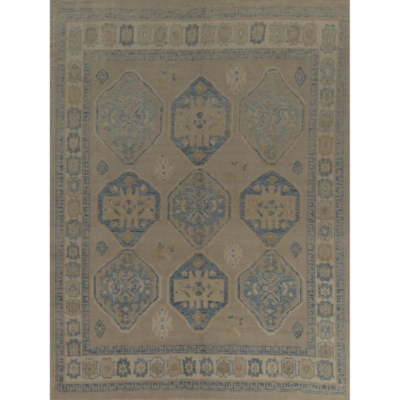 Hand Knotted Oriental 100% Wool Carpet Transitional All-Over Beige & Ivories Oushak Area Rug - 10' 6'' X 8' 2''