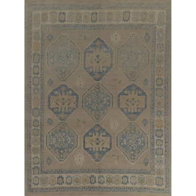 Hand Knotted Oriental 100% Wool Carpet Transitional All-Over Beige & Ivories Oushak Area Rug - 10' 6'' X 8' 2''