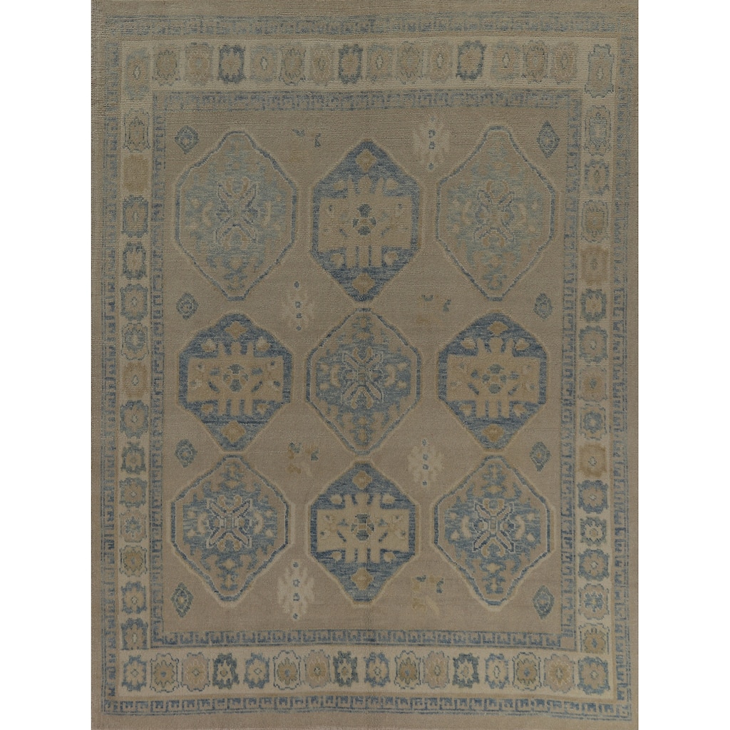 Hand Knotted Oriental 100% Wool Carpet Transitional All-Over Beige & Ivories Oushak Area Rug - 10' 6'' X 8' 2''
