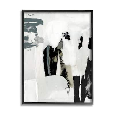 Stupell Modern Industrial Abstraction Distressed Layered Tones Black Grey Framed Wall Art