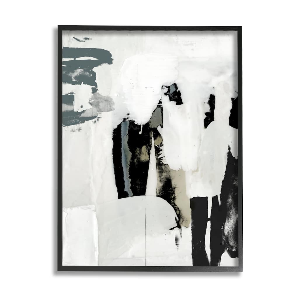 Stupell Modern Industrial Abstraction Distressed Layered Tones Black Grey Framed Wall Art