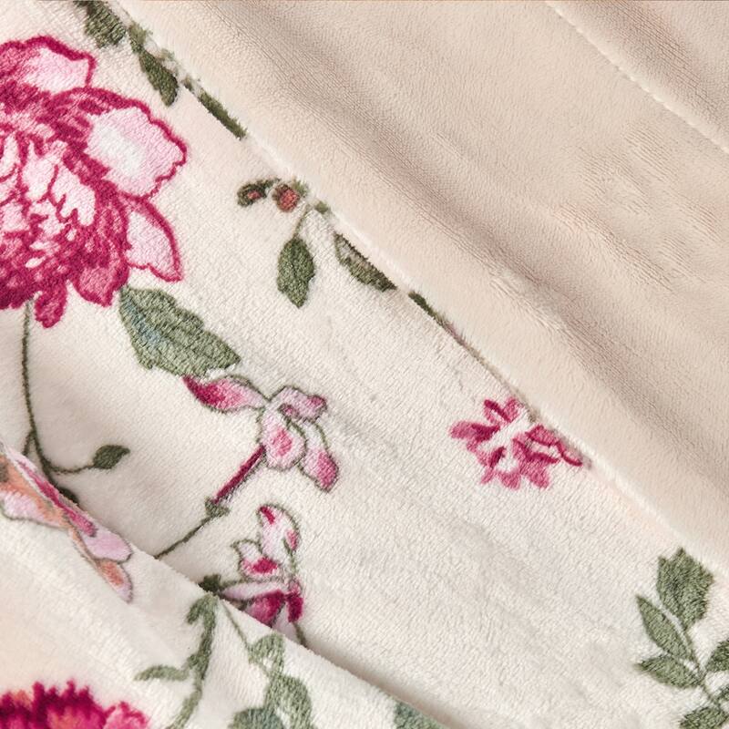 Printed Flannel Tropical Flower French / Puerto Rico Floral Throw