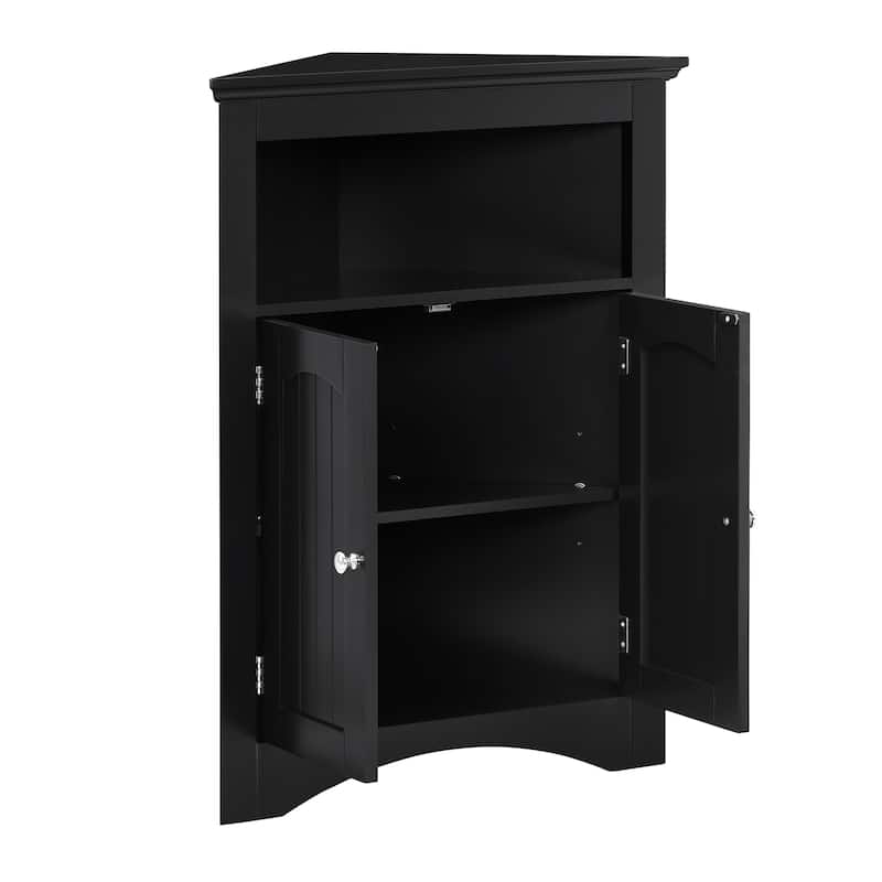 Versatile Corner Storage Solution - Freestanding Cabinet with Adjustable Shelves & Doors for Bathroom, Kitchen or Living Room‌
