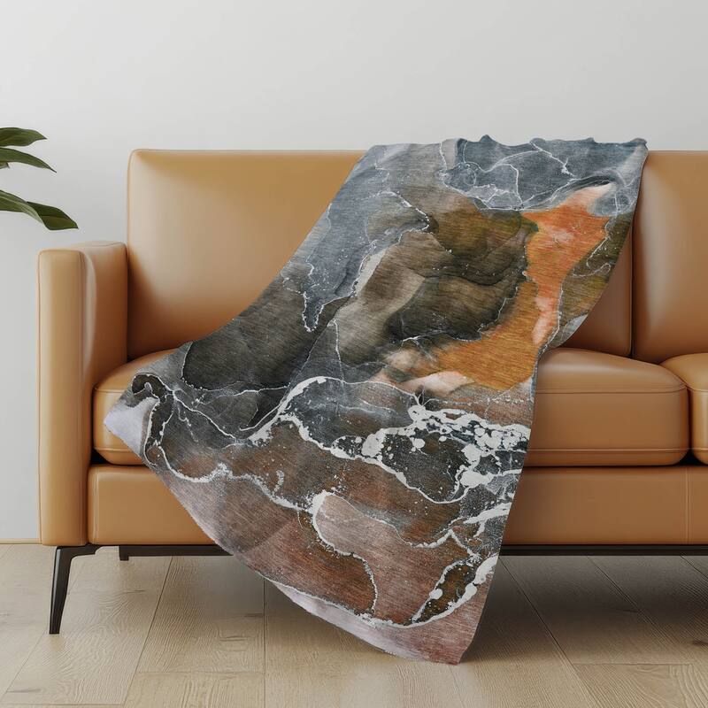 Premium Machine Washable Abstract Contemporary Sherpa Throw Blanket