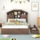 preview thumbnail 3 of 12, Walnut Full Size Wood Platform Bed with House-shaped Storage Headboard and 2 Drawers for Bedroom