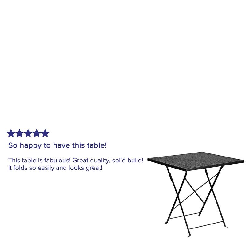 28'' Square Indoor-Outdoor Steel Folding Patio Table - 28"W x 28"D x 28"H