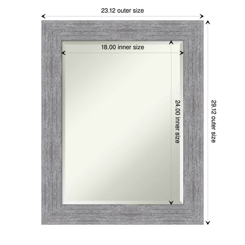 Beveled Wall Mirror - Bark Rustic Char Frame - 23 x 29-inch - Bark Rustic Grey