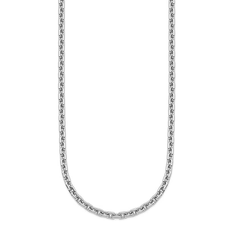 Curata 925 Sterling Silver Rhodium 4mm Fancy Flat Chain Necklace for Men or Women