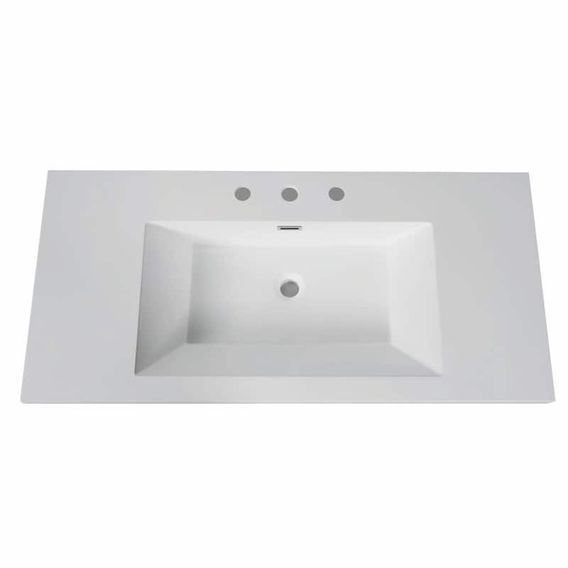 42" Wall-Mounted Single Sink Bathroom Vanity with SMC Top, MDF Cabinet with Solid Wood Frame, U-Shaped Drawers