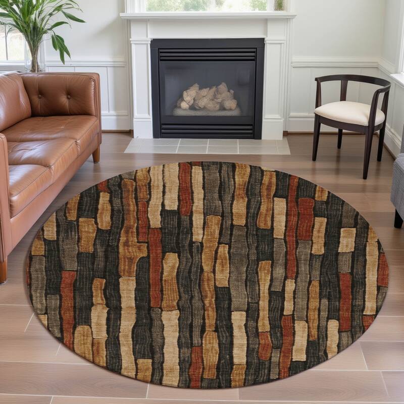 Premium Washable Super Soft Modern Stripes Mayfield Rug - Coffee - 8' x 8'