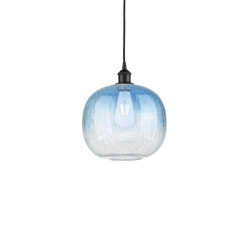 Innovations Lighting 616-1P-12-11 Brookhaven Sphere Pendant Brookhaven - Matte Black / Sapphire Blue