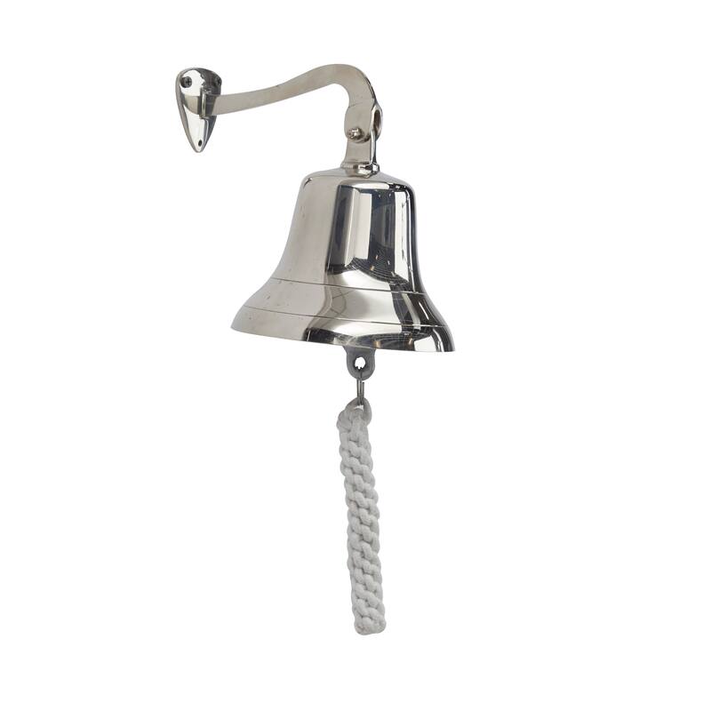 Silver, Gold or Brass Bell Decorative Bell with Rope Detailing - 6 x 8 x 7