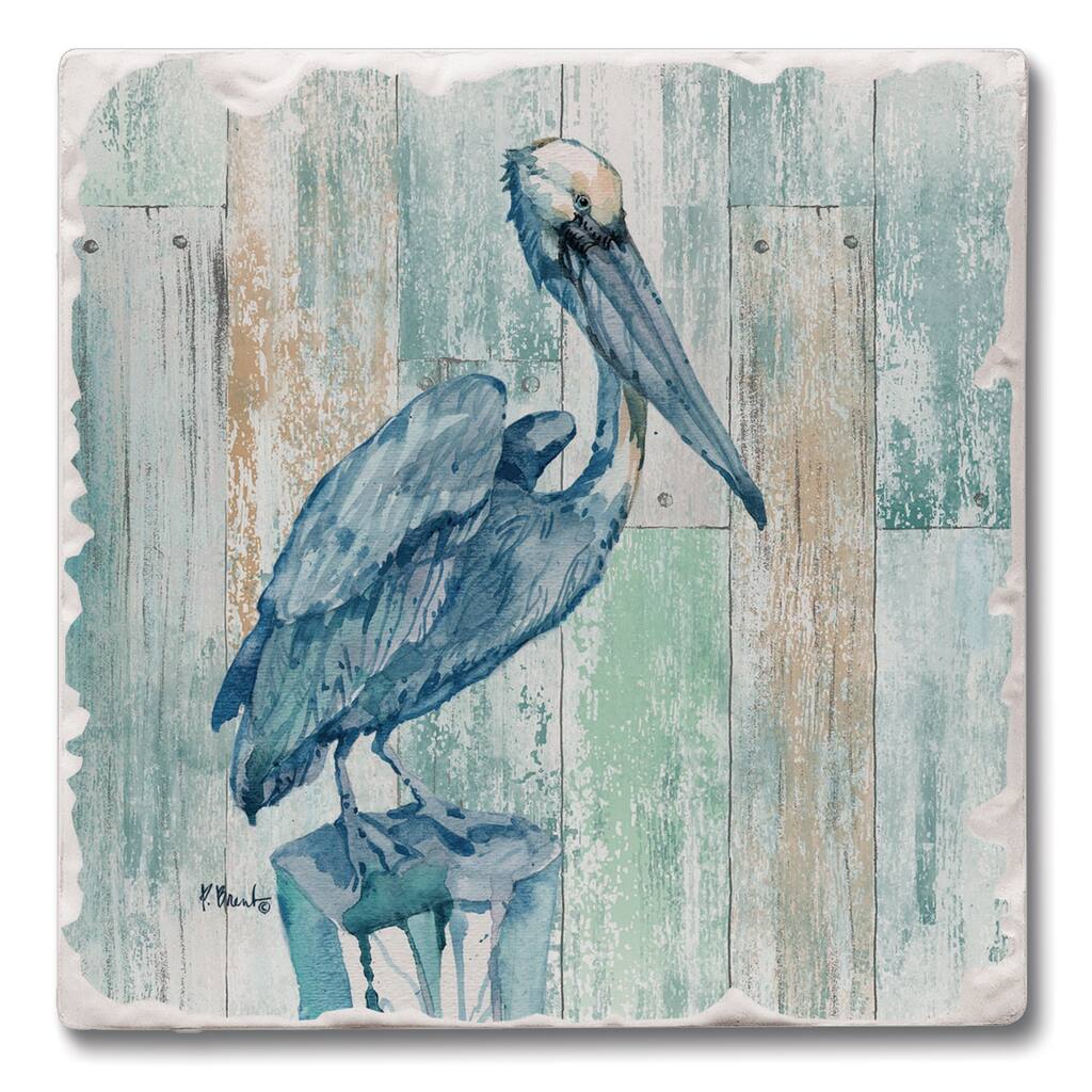 Counterart Absorbent Stone Coasters - Arianna Pelican - Set of 4 - 4x4x1.235