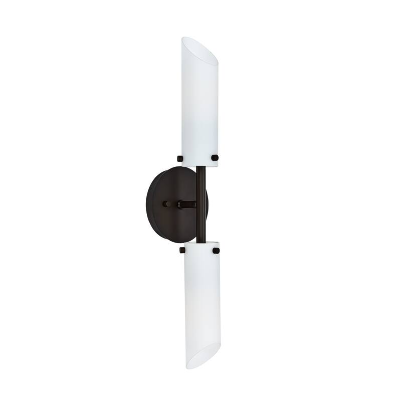 2 LT White Glass Bathroom Wall Sconce Oil Rub Bronze - Oil rub Bronze