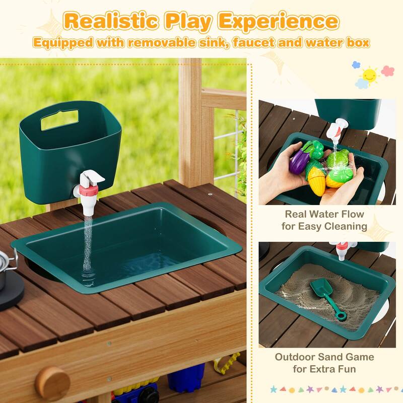 Costway Play Kitchen for Kids Wooden Toy Kitchen Playset with - See Details