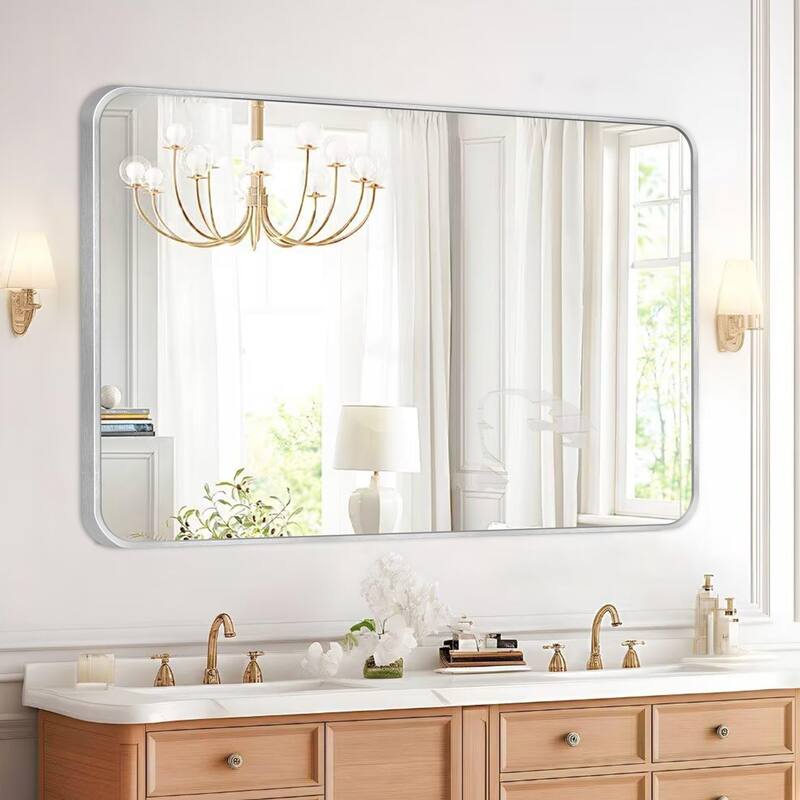 Wall Mount Bathroom Rectangle Vanity Mirror (Horizontal/Vertical) - 30x40 - Silver