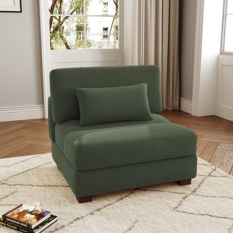 Modern Chaise Lounge Modular Sectional Sofa - Green - Symmetrical