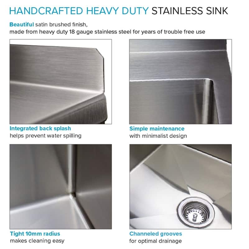 Transolid TFH-2522 25-in. Stainless Steel Laundry Sink with Wash Stand