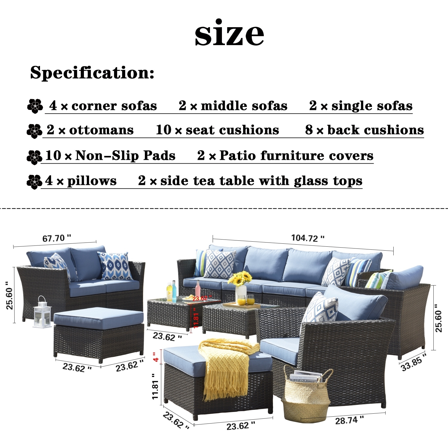 OVIOS 5-piece Patio Conversation Wicker Furniture Set - On Sale - Bed Bath  & Beyond - 31733697