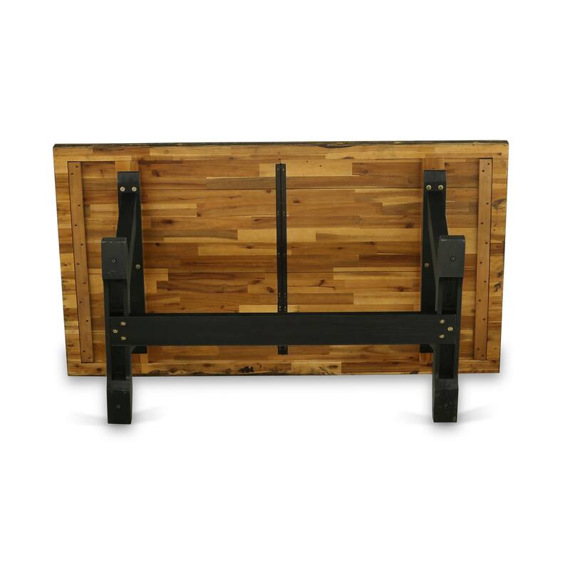 East West Furniture dining room set - a wooden table & Stackable Modern chairs - Wire-brushed Black (Pieces & Seat Options)