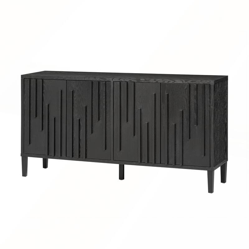 Farmhouse 59.8in 4 Doors Sideboard with Hidden Handle
