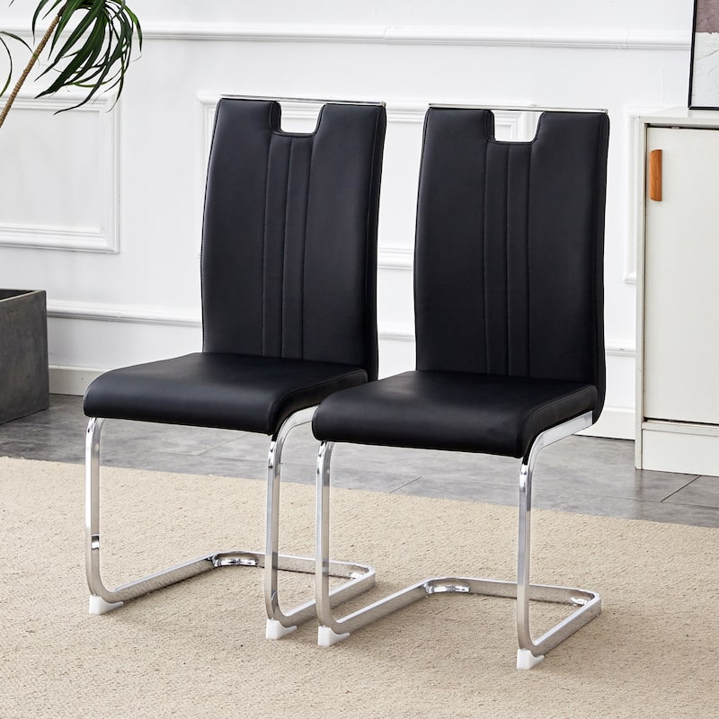 Set Of Four Pu Material Bow-Shaped Chairs - Black