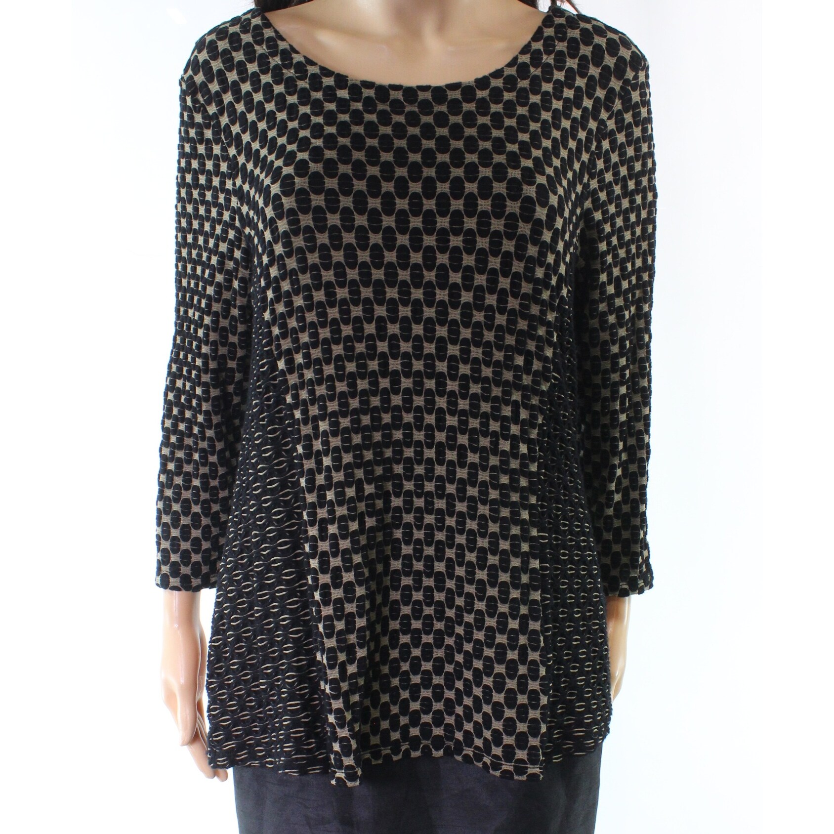 Shop Tianello Black Women S Size Large L Geometric Textured Blouse Overstock 21951724
