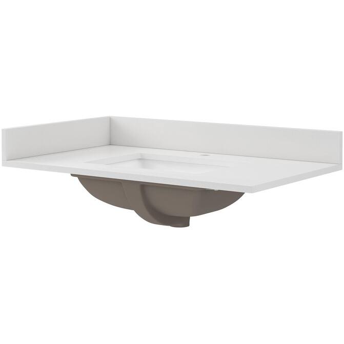 CRAFT + MAIN QZ37221R 37" Quartz Vanity Top with Backsplash and