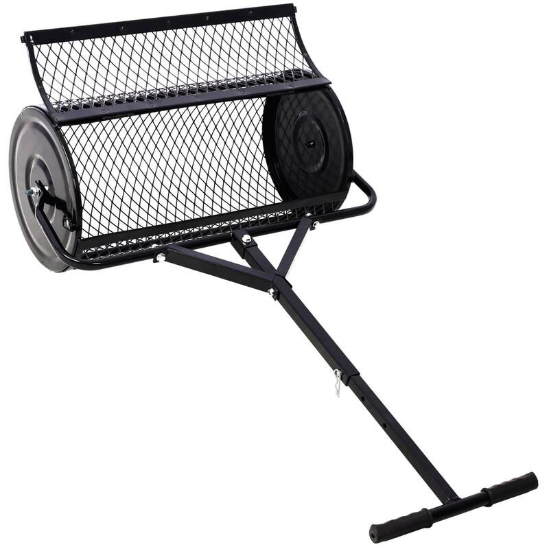 50 lbs. 24 in. Heavy Duty Metal Peat Moss Spreader with T Shaped Handle for Planting Seeding, Lawn and Garden Care