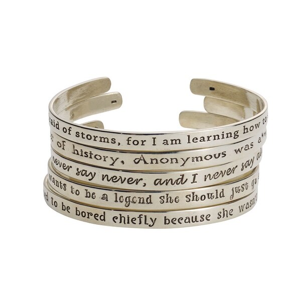 Women's Famous Women's Quotes Cuff Bracelet - Happy Girls - Audrey Hepburn - Silver