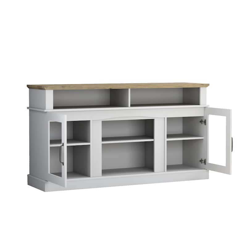 58 Inch TV Stand with Storage Cabinet and Shelves