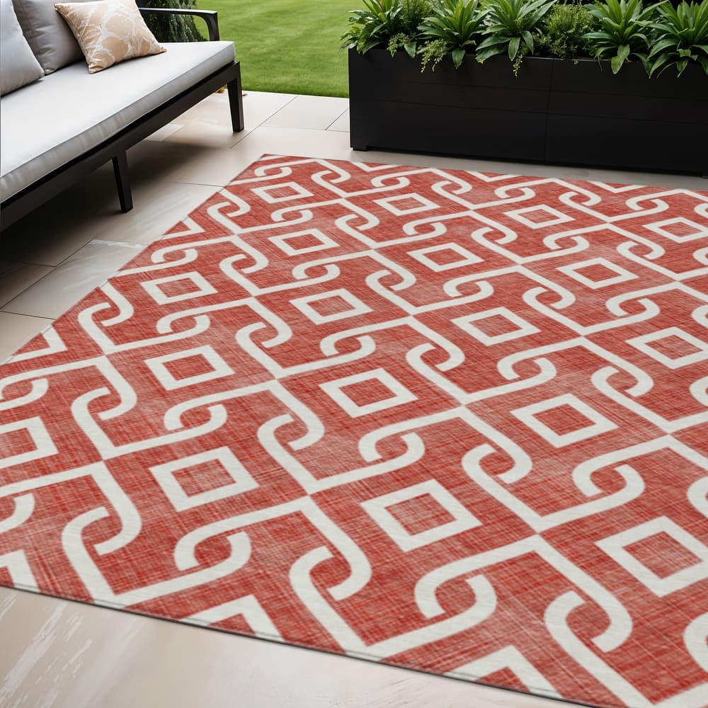 HomeRoots Geometric Transitional Rectangle Outdoor Rug