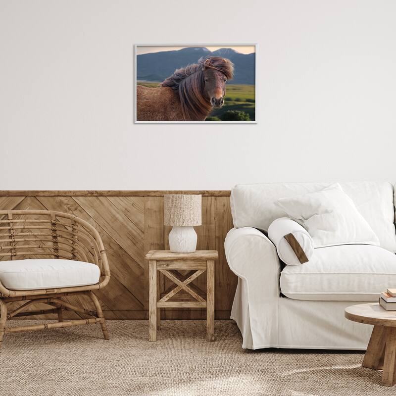 Stupell Windblown Mare in Mountain Valley Framed Giclee Art Design By Steve Toole