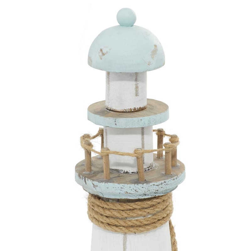 White Wood Light House Decorative Sculpture