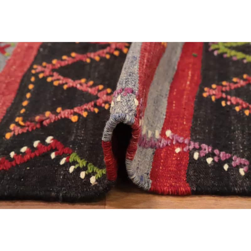 Hand Woven Oriental 100% Wool Carpet Southwestern Tribal Multi-Colored Kilim Area Rug - 10' 8'' X 7' 5''