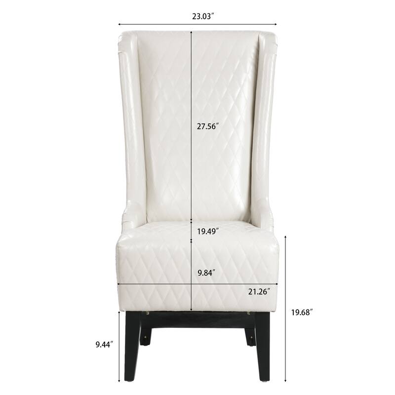 Faux Leather Wingback Chair with Wooden Legs and High Back Support