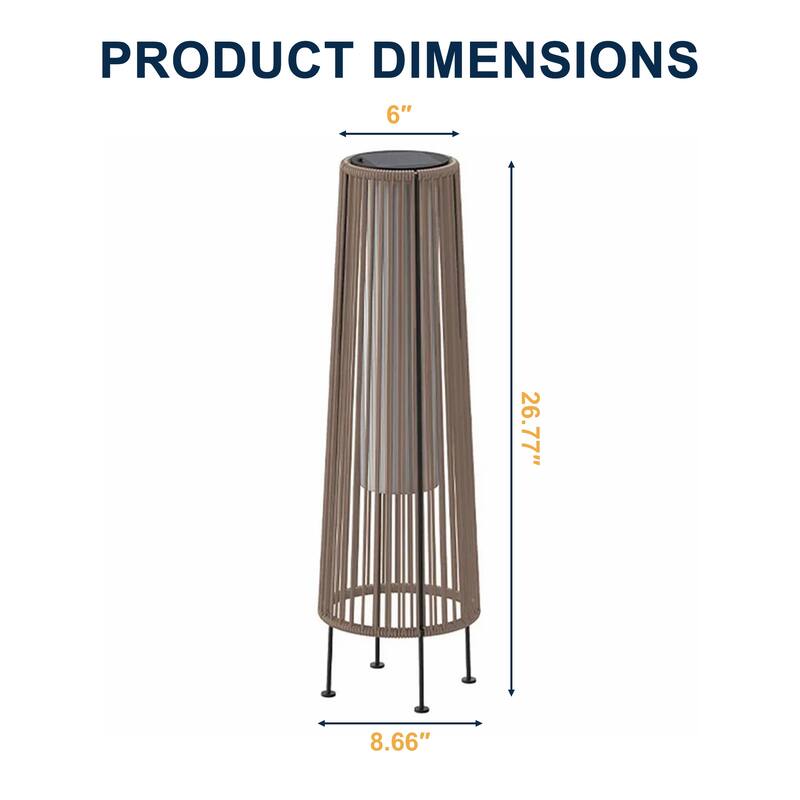 Solar Powered Outdoor Floor Lamp Resin Wicker Outdoor Lamps - Light Brown