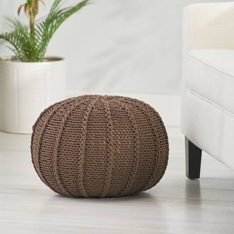 Corisande Knitted Cotton Pouf by Christopher Knight Home
