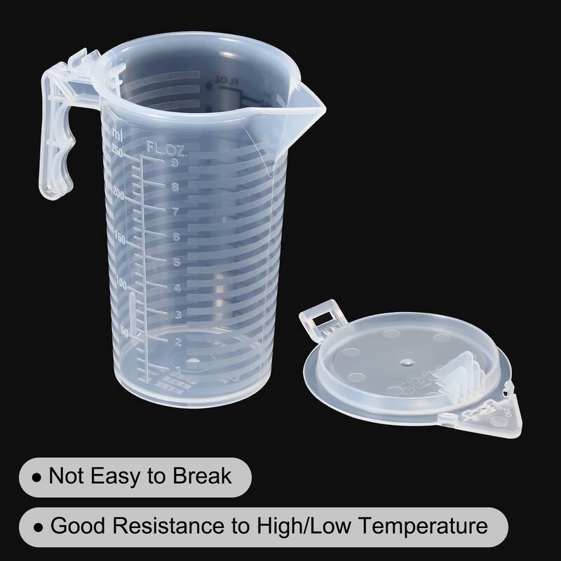 Graduated Beaker, 250ml PP Plastic Cup Double Sided Black Graduations - Transparent