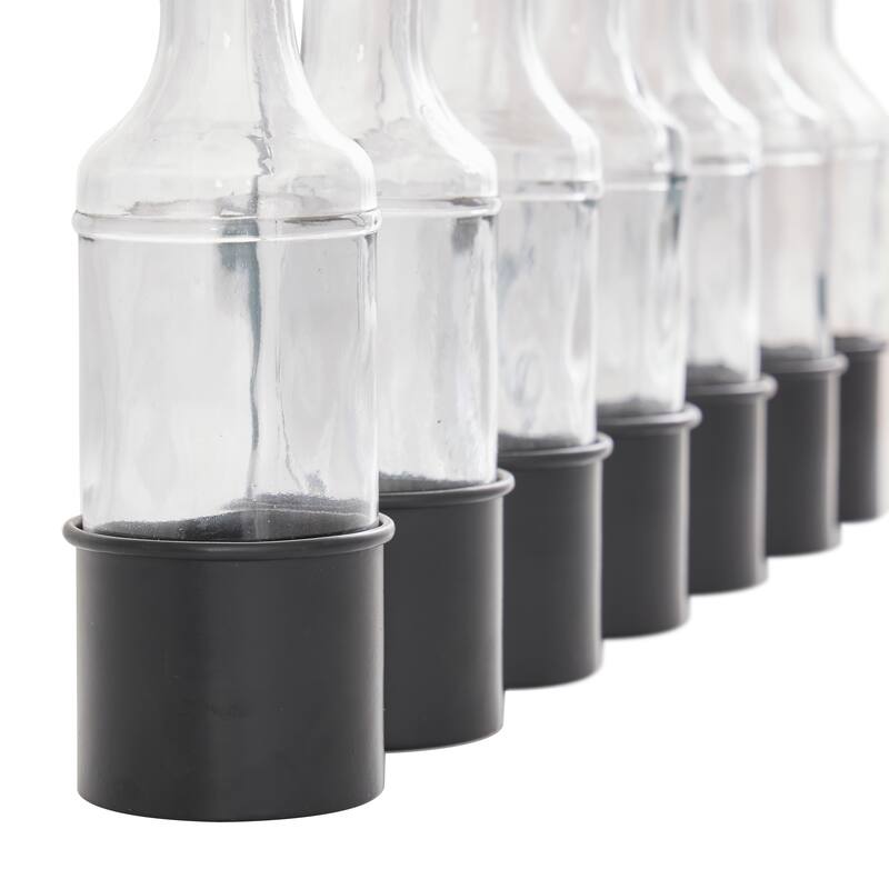 Black Metal Adjustable Bottle Decorative Vase with Clear Glass Bottles