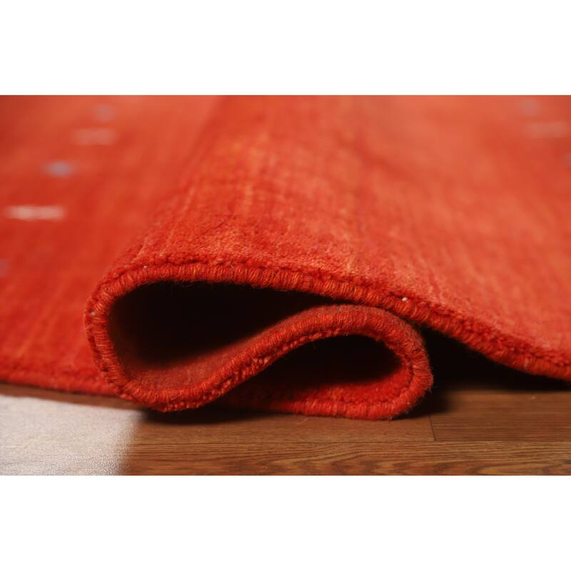 Hand Knotted Oriental 100% Wool Carpet Tribal Animal Pictorial Oranges & Rust Gabbeh Area Rug - 6' 6'' X 6' 6''
