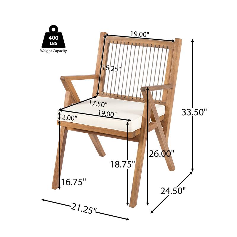 Roomfitters Outdoor Expandable Dining Set 7 Piece Acacia Wood Table Rope Woven Chairs, 71-95 Inch, Teak Grey