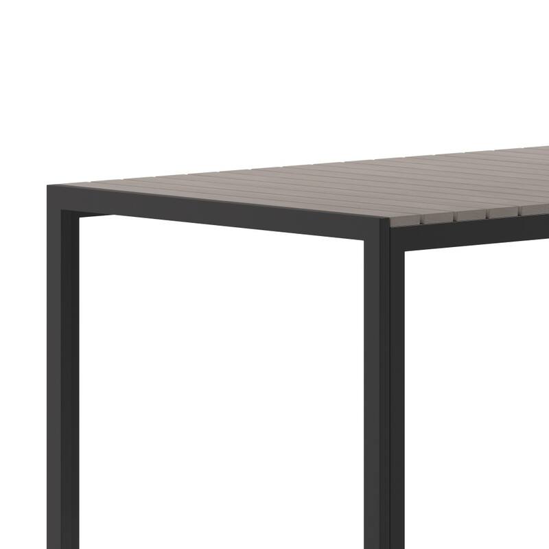 Commercial 55 x 31 Faux Teak Outdoor Patio Table