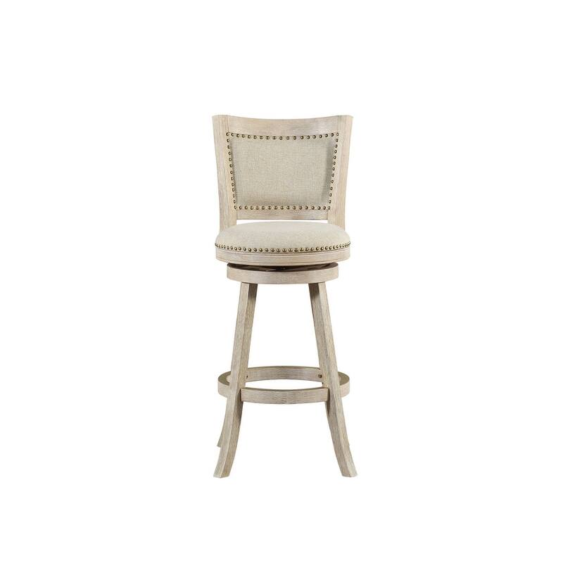 Melrose Wood Upholstered Swivel Counter Barstool