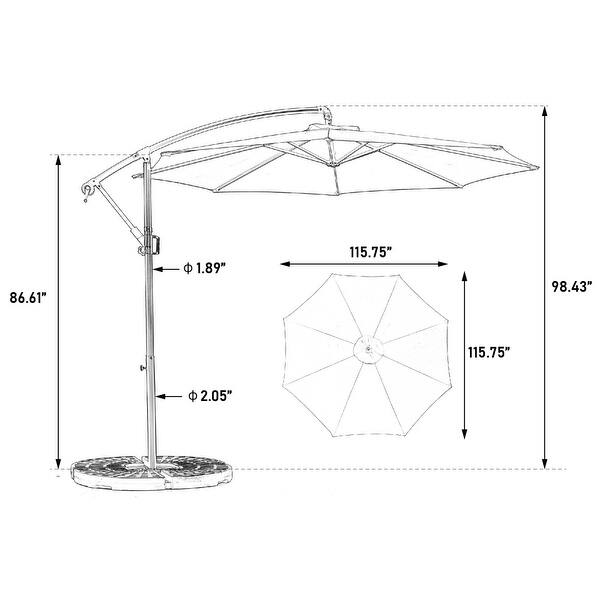 dimension image slide 1 of 2, Best Choice Products 10ft Offset Hanging Market Patio Umbrella
