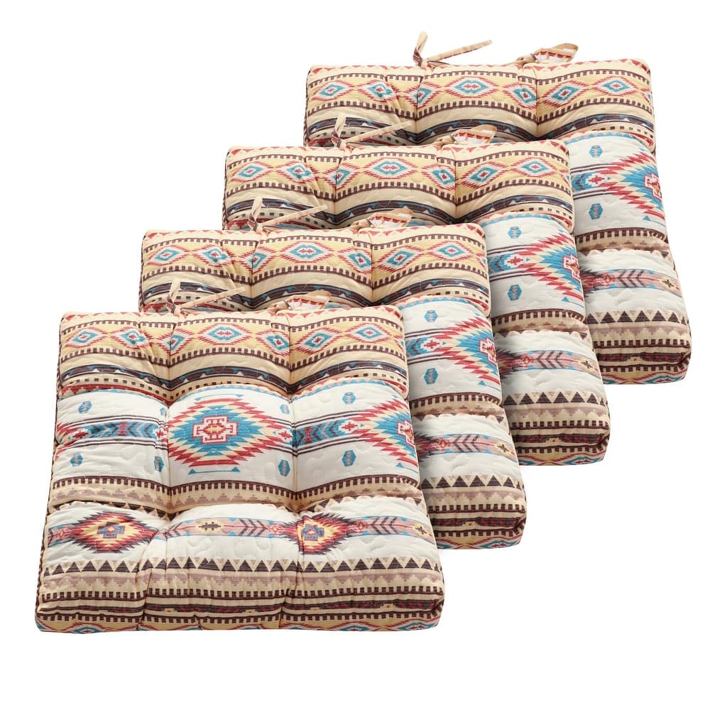 Barefoot Bungalow Triple Layered Chair Pad - Seat Cushion - with Ties - 18 inches x 18 inches